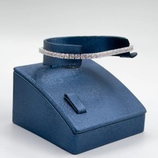 Livora Jewelry 925 Ayar Gümüş Pırlanta Montür Zirkon Taşlı Su Yolu 3 mm Zarif Kadın Bileklik