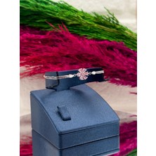 Livora Jewelry 925 Ayar Gümüş Pembe Kuvars Taşlı Lotus Popüler Özel Tasarım Kadın Bileklik