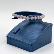 Livora Jewelry 925 Ayar Gümüş Pırlanta Montür Kuvars Taşlı Pink Kadın Bileklik