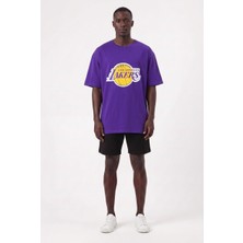 Usa Günlük Spor Tişört L.a. Lakers Mor Oversize 142352