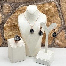 Livora Jewelry 925 Ayar Gümüş Rose Gold Kaplama Elmas Montür Zirkon Taşlı Özel Tasarım Zarif Kadın Takı Seti