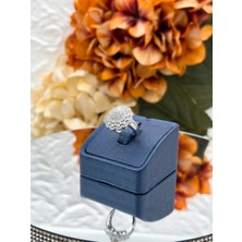 Livora Jewelry 925 Ayar Gümüş Pırlanta Montür Zirkon Taşlı Çiçek Iri Boy Kadın Yüzük