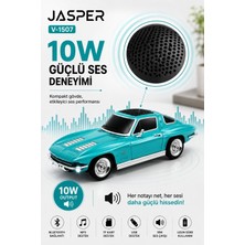 Jasper JPR-1507 Turkuaz 10W Bluetooth Hoparlörlü Retro Araba Tasarım – Fm Radyo, Usb, Tf Kart, Aux ve Mp3