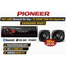 Pioneer MVH‑140BT Bluetooth Oto Teyp + TS‑G1010F 190W 10CM Hoparlör Seti | Ekonomik Paket