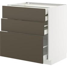 IKEA Modern Kahverengi Çekmeceli Alt Dolap 60X60 cm Iskandinav Tarzı Depolamalı Mutfak Dolabı - Ergonomik Sağlam Yapı Ahşap