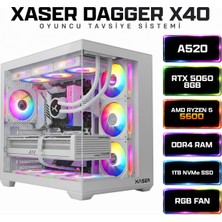 Xaser Dagger X40 Ryzen 5 5600 16GB Ram 512GB M.2 Nvme SSD 8gb RTX5060 Sıvı Soğutmalı Oyuncu Bilgisayarı
