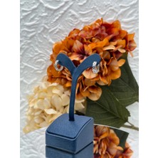 Livora Jewelry 925 Ayar Gümüş Zirkon Taşlı Halka Örgü Desenli Kadın Küpe