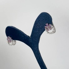 Livora Jewelry 925 Ayar Gümüş Pembe Kuvars Taşlı Incili Kadın Küpe