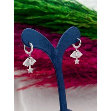 Livora Jewelry 925 Ayar Gümüş Zirkon Taşlı Melek Kanadı Yıldız Zarif Özel Tasarım Kadın Küpe