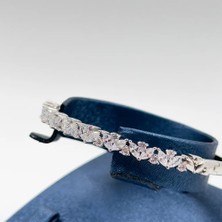 Livora Jewelry 925 Ayar Gümüş Pırlanta Montür Zirkon Taşlı Kelepçe Kadın Bileklik