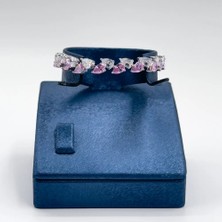 Livora Jewelry 925 Ayar Gümüş Pırlanta Montür Pembe Kuvars Taşlı Kadın Bileklik