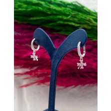 Livora Jewelry 925 Ayar Gümüş Pembe Kuvars Taşlı Sallantılı Zarif Kadın Küpe