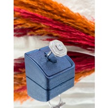 Livora Jewelry 925 Ayar Gümüş Pırlanta Montür Baget Kesim Zirkon Taşlı Iri Boy Trend Kadın Yüzük