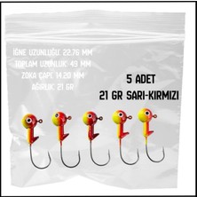 Savex Uyguna-Yakala 5 Adet - 21 gr Sarı Kırmızı Zoka-Kurşunlu Olta İĞNESI-ALA.279