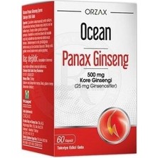 Orzax Ocean Panax Ginseng 500 mg 60 Kapsül Türkiye Menşeli Yetişkinler İçin Takviye Edici Gıda