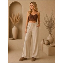 Afili Butik Casual Örme Kumaş 2 Cepli Belden Ayarlamalı Pantolon