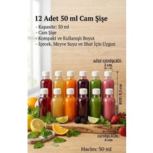 Saracan 12 Adet 50ML Kilitli Beyaz Kapaklı Şefaf Detokx Şişesi