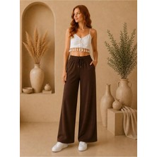 Afili Butik Casual Örme Kumaş 2 Cepli Belden Ayarlamalı Pantolon