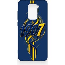 Vip Case Redmi Note 9 Uyumlu Sarı Lacivert Sarmaşık Desenli Silikon Kılıf