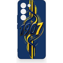 Vip Case Vivo V30 Lite Uyumlu Sarı Lacivert Sarmaşık Desenli Silikon Kılıf