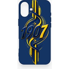Vip Case iPhone 16 Plus Uyumlu Sarı Lacivert Sarmaşık Desenli Silikon Kılıf