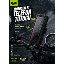 Blic Pro++ BST34 Motosiklet Telefon Tutucu Suya Dayanıklı Kapalı Kılıflı 360° Döner Hızlı Çıkar Tak Gidon ve Ayna Bağlantılı
