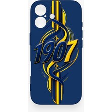 Vip Case iPhone 17 Uyumlu Sarı Lacivert Sarmaşık Desenli Silikon Kılıf