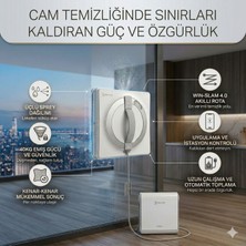 Ecovacs Uygulama Kontrollü Şarjlı Cam Silme Robotu, 360 Derece Yönlendirme, 7 Temizlik Modu, Akıllı Kenar Algılama ve Sessiz Çalışma