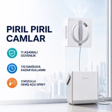 Ecovacs Şarjlı ve Kablolu Kullanılabilen Akıllı Cam Temizleme Robotu, 110 Dakika Çalışma, 55 M² Kapsama, Üçlü Sprey ve Kenar Algılama