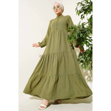 Afili Butik Ön Düğmeli Hakim Yakali Elbise