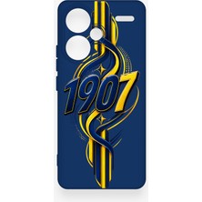Vip Case Redmi Note 13 Pro Plus Uyumlu Sarı Lacivert Sarmaşık Desenli Silikon Kılıf