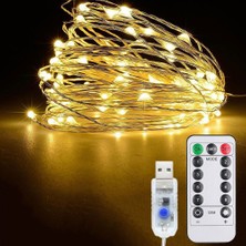 Znl Home 5 V Uzaktan Kumandalı Fonksiyonlu Peri LED Günışığı Sarı Renkli İç Mekan Aydınlatma