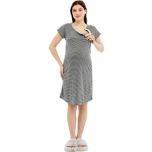 Luvmabelly MYRA9585 Yandan Çıt Çıtlı Hamile Geceliği - Mavi