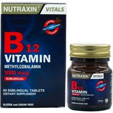 Nutraxin Vitamin B12 1000 mcg Sublingual 60 Tablet | Metilkobalamin | Hızlı Emilim Dil Altı Form
