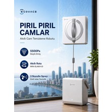 Ecovacs Çerçeveli ve Çerçevesiz Camlara Uygun Akıllı Temizleme Robotu, Kenar Sensörü, Kaymaz Tırmanma Sistemi ve Geniş Açılı Üçlü Sprey