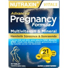 Nutraxin Advanced Pregnancy Formula 30 Tablet Multivitamin ve Mineral İçerikli Türkiye Menşeli