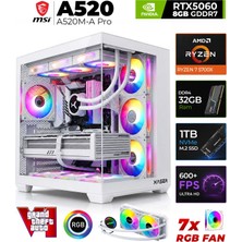 Xaser Sword X60 AMD R7 5700X/MSI A520M-A/8GB RTX5060/ 32GB RAM /1TB M.2 SSD/Sıvı Soğutmalı Masaüstü Oyuncu Bilgisayarı