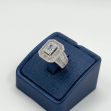 Livora Jewelry 925 Ayar Gümüş Pırlanta Montür Baget Kesim Zirkon Taşlı Minimal Kadın Yüzük
