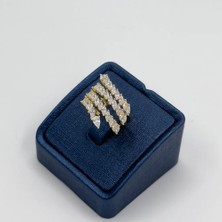 Livora Jewelry 925 Ayar Gümüş Gold Kaplama Zirkon Taşlı Özel Tasarım Kadın Yüzük