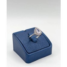 Livora Jewelry 925 Ayar Gümüş Pırlanta Montür Zirkon Taşlı Damla Kadın Yüzük