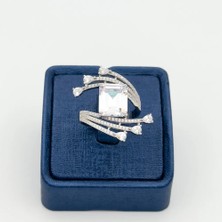 Livora Jewelry 925 Ayar Gümüş Baget Kesim Zirkon Taşlı Damla Özel Tasarım Kadın Yüzük