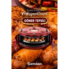 Şamdan Lüx Termostatlı Döner Yuvarlak Fırın 1004 32 lt Bordo Renkli Dayanıklı Yapı ve Ayarlanabilir Sıcaklık