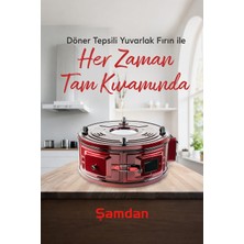Şamdan Lüx 42 Lt Termostatlı Yuvarlak Döner Fırın – Emaye Hazne, Turbo Pişirme, Kompakt ve Dayanıklı Tasarım