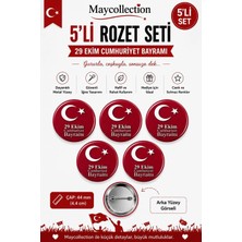 29 Ekim Cumhuriyet Bayramı Türk Bayrağı Rozet Seti Ceket-Çanta-Kalemlik-Şapka-Aksesuar Rozeti  (44MM) 5 Adet
