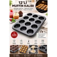 Doori 12'li Muffin Kalıbı Yapışmaz Kek ve Cupcake Kalıbı Fırın Tepsisi Ev Yapımı Muffin Kalıbı Metal Muffin Kalıbı Kek Kalıbı