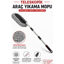 Alıç Teleskopik Araç Yıkama Mopu Mikrofiber Başlıklı Uzatılabilir Saplı Oto Temizlik Fırçası