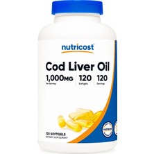 Nutricost Cod Liver Oil 1000 Mg (120 Softgel) - Morina Balığı Karaciğer Yağı (Omega-3, A & D3 Vitamini)