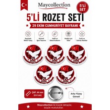 29 Ekim Cumhuriyet Bayramı Rozet Seti Ceket-Çanta-Kalemlik-Şapka-Aksesuar Rozeti  (44MM) 5 Adet