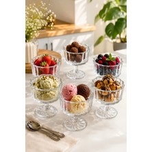 Porsima RYGX080 Reflela 6lı Ayaklı Cam Kase Puding Tatlı ve Dondurma Kasesi Lokumluk Şekerlik Kase Seti Çerez Kasesi 250ML