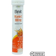 Orzax Efervit Vitamin C 20 Efervesan Tablet Türkiye Menşeli Yetişkinler İçin 1000 mg Takviye